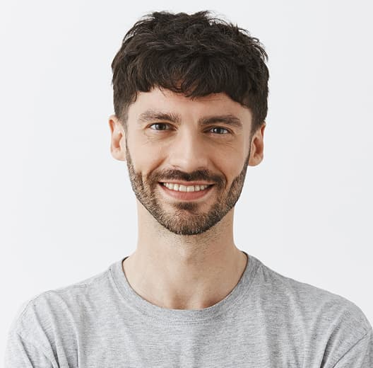 A guy in a grey t-shirt